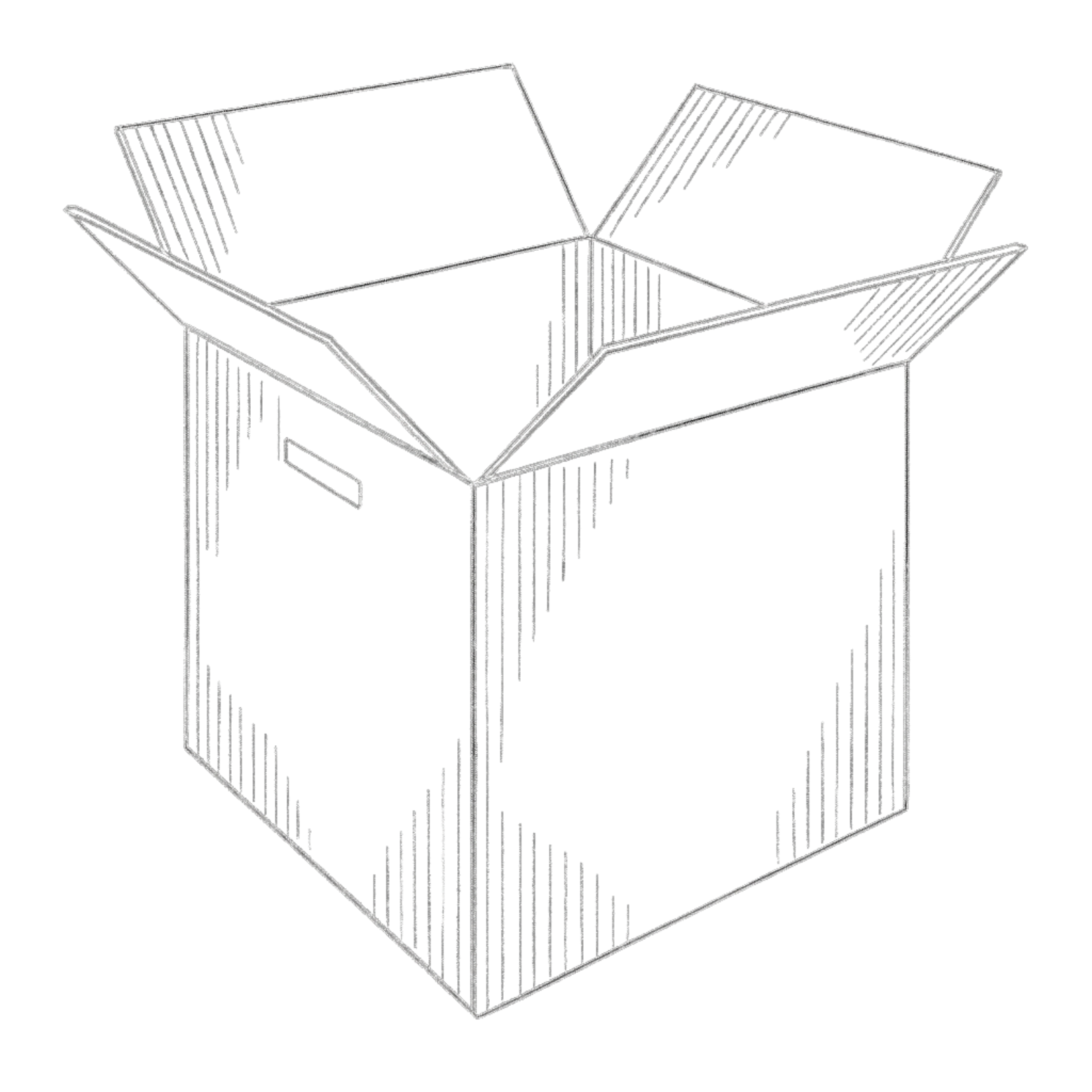 A blueprint of a cardboard box