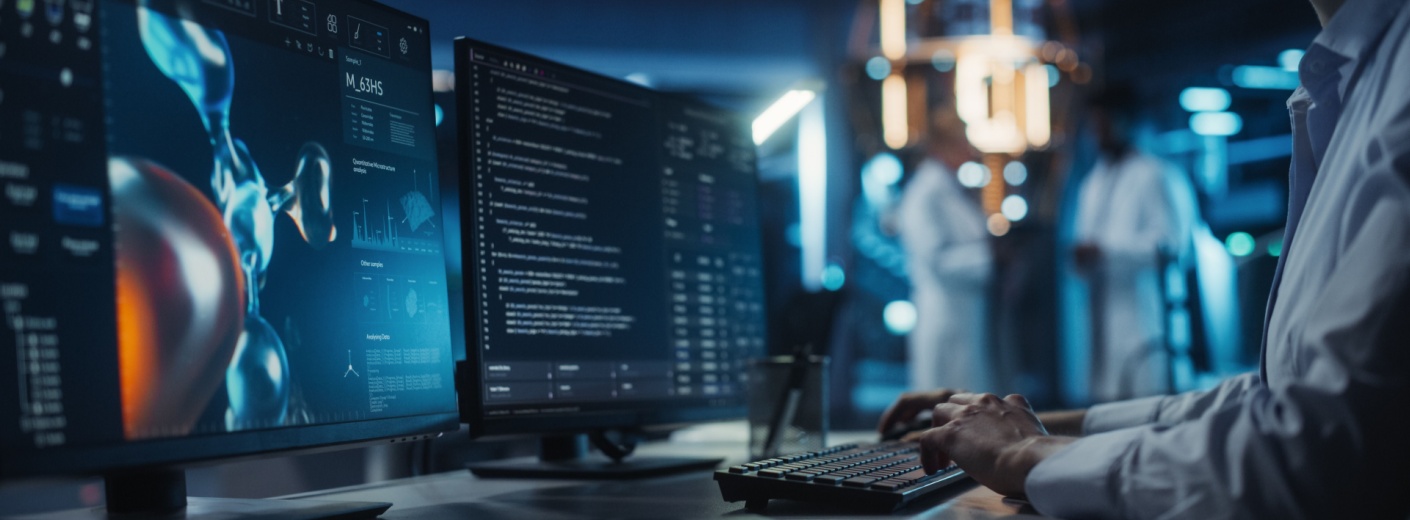 Person looking at computer screens