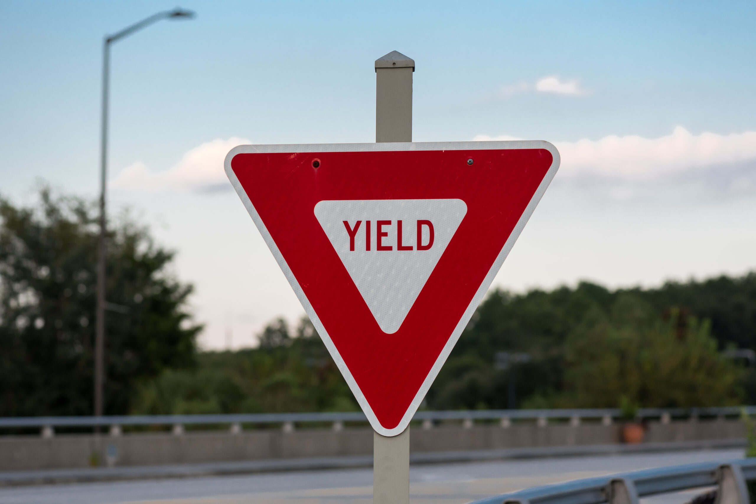 Yield,Sign,On,Bridge,In,Red,Instead,Of,Yellow